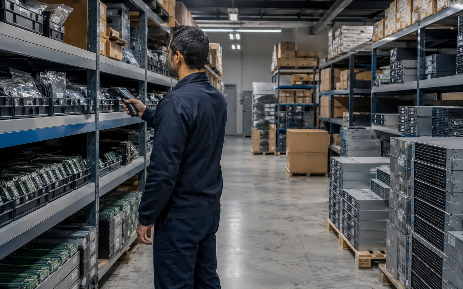 Parts warehouse — Organized handling and product identification